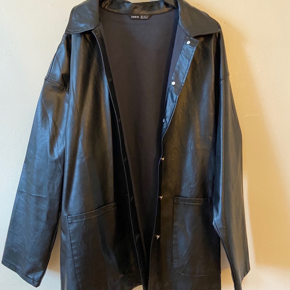 SHEIN leather coat size med